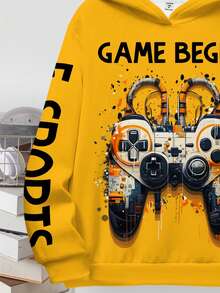 SHEIN Bolty Tween Boy Casual Loose Comfortable Stylish Gamepad Graphic, Text Print Long Sleeve Sweatshirt - Multicolor - View 5