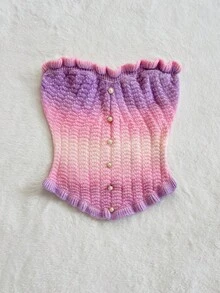 Soleia Áo len Bandeau viền bèo nhún nhiều màu, thoải mái, giản dị khi đi nghỉ, lễ hội âm nhạc, phong cách Boho, ngày lễ, hẹn hò, trà chiều, xuân/hè - Nhiều màu - Xem 5