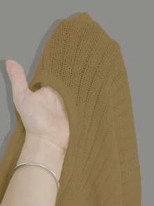 SHEIN Unity 女士休闲日常通勤简约纯色不对称领修身套头衫，秋季 - 綠色 - 查看 7