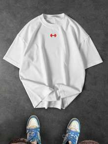 Sport MetroGents 男士休闲哑铃字母印花短袖运动T恤 - 白色 - 查看 2