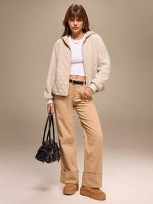 Hanevo Women's Casual Hooded Jacket, Versatile For Winter - Apricot - View 5