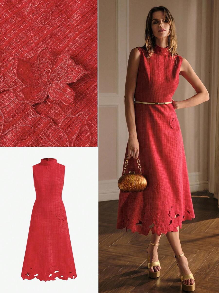 MOTF PREMIUM 粗花呢刺绣连衣裙