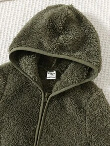 Baby Boy Solid Color Hooded Zip-Up Casual Jacket Baby Zip Up Jacket,In Fall/Winter