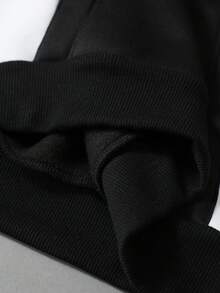 STYNVO 男士字母印花撞色长袖口袋设计休闲连帽衫 - 黑與白 - 查看 7
