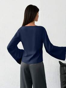 SHEIN Tall Women's Tall Solid Color V-Neck Front Button Drop Shoulder Cardigan