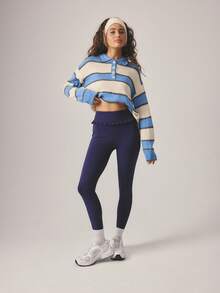 Aralina Suéter casual de manga larga minimalista con rayas de contraste para mujer - Multicolor - Ver 5