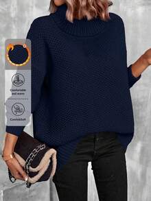 Maglione tinta unita minimalista da donna, adatto per uso quotidiano