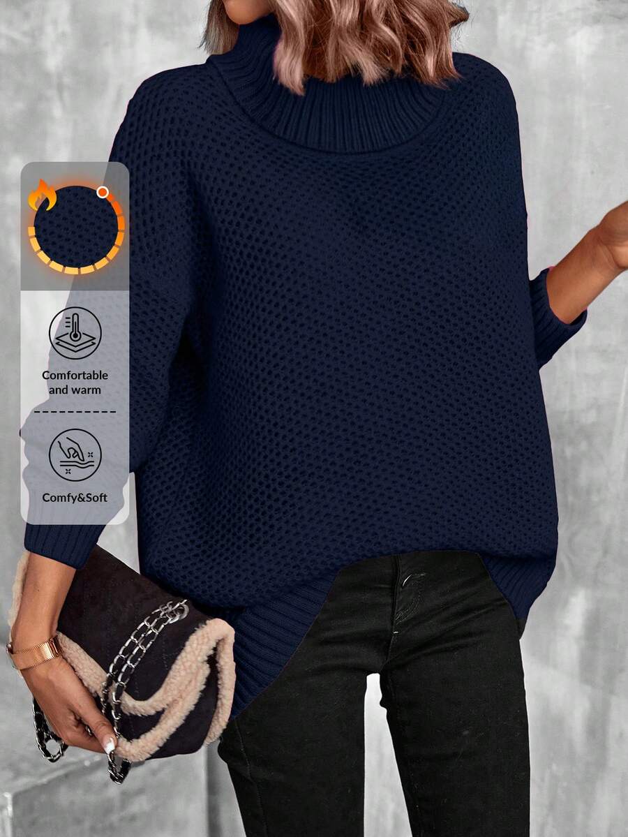 Maglione tinta unita minimalista da donna, adatto per uso quotidiano