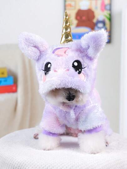 PETSIN 1pc Cat And Dog Autumn And Winter Clothing, Cute Cartoon Animal Transformation Outfit Jumpsuit, Autumn And Winter Thick Warm And Cold Proof Four Legged Clothes