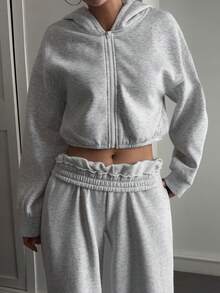 Livesso 2pcs Women Casual Sports Zip-Up Hoodie & Sweatpants Set Lounge Sets For Women