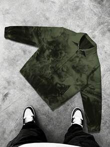 Manfinity EMRG Men's Figure Graphic Long Sleeve Zipper Collar Casual Rave Jacket, For Fall