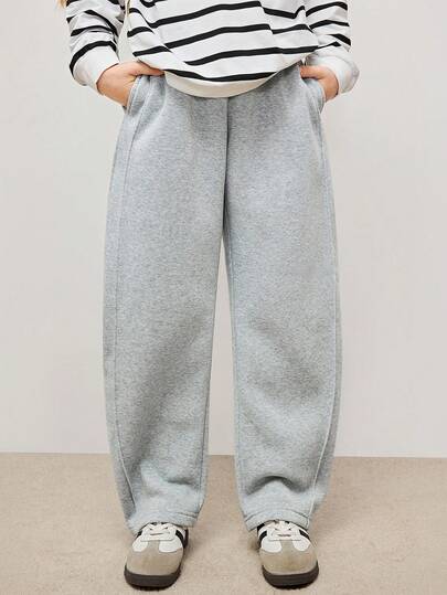 青少年女孩纯色休闲运动裤