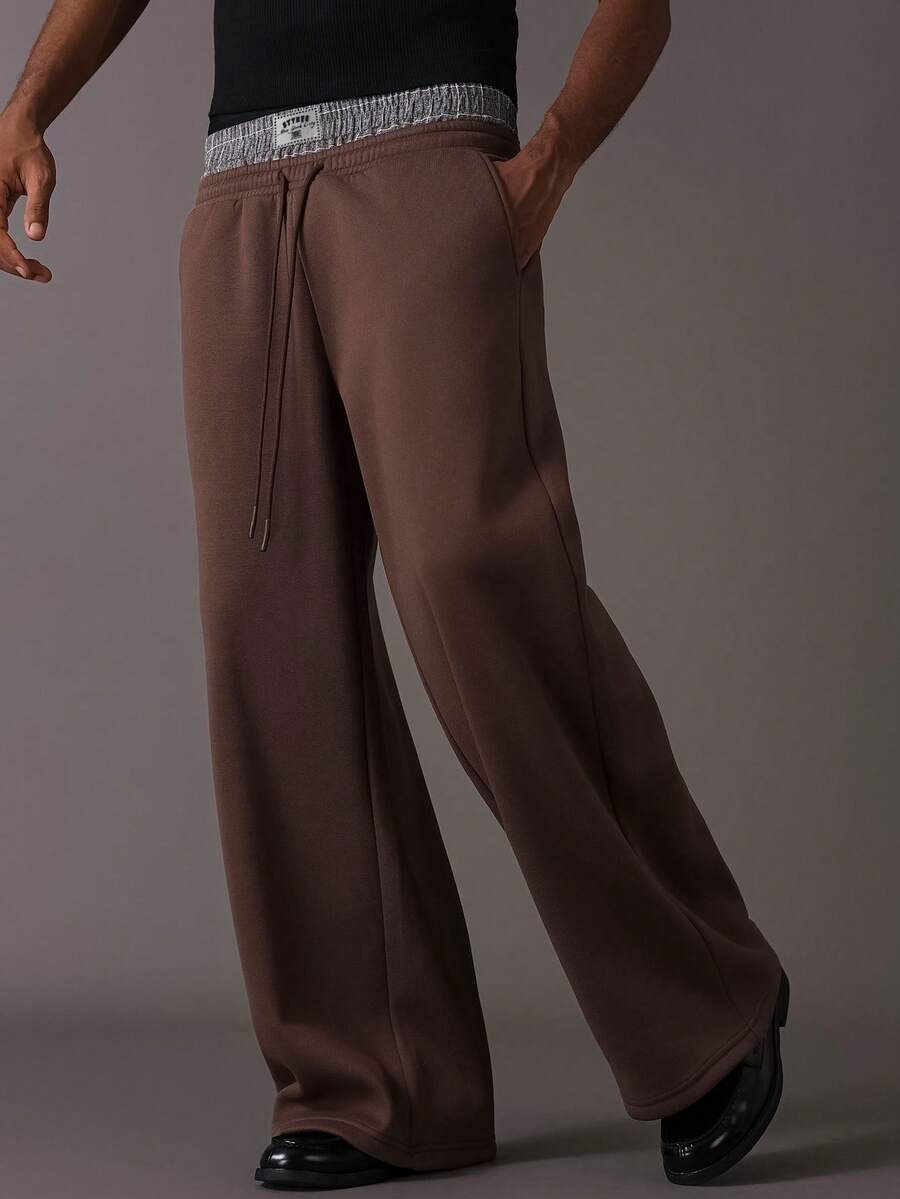 STYNVO Pantalones de chándal holgados con cordón para hombre