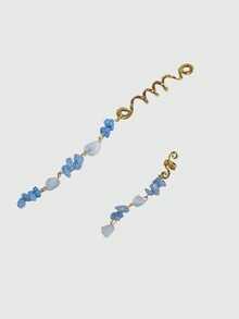 ROMWE Fairycore Assorted Crystal Stone Boho Style Hair Accessories, Suitable For Hair Decoration Hair Clips Claw Clips Hair Claws Hair Slide Hair Barrettes - Blue - View 6
