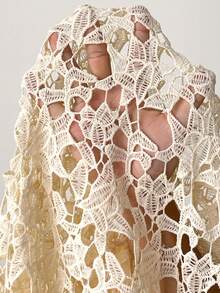 Lyxana Fashionable Sexy Casual Hollow Design Women's Stand Collar Long Sleeve Dress - Apricot - View 6