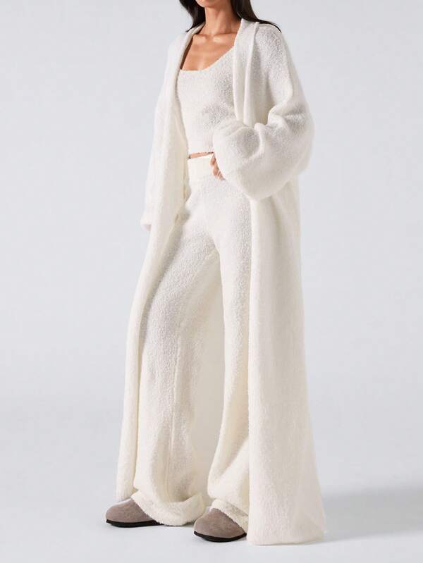 LYSMO Damen Lässig Everyday einfarbige Strickjacke mit Knopfleiste, Herbst/Winter