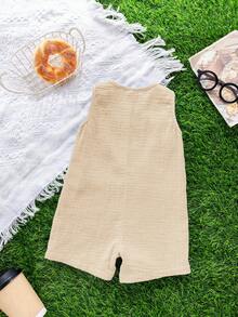 Newborn Baby Boy Apricot Sleeveless Casual Romper Jumpsuit, Suitable For Birthday Party, Formal Gatherings, Performances, Weddings, Full Moon Celebration, Baptism And First Birthday Party, Summer - Apricot - View 10