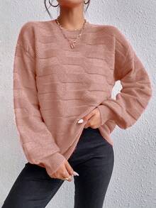 EURMUSE Pull ample et décontracté pour femmes, col rond, épaules tombantes, manches longues, couleur unie, automne