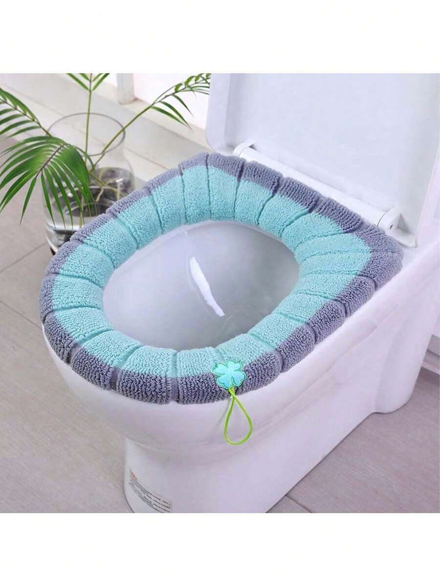 1pc Comfortable Toilet Seat, Household Toilet Seat, Washable Knitted