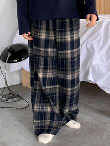 DAZY 少女格子梭织睡裤 - 藍色 - 查看 4