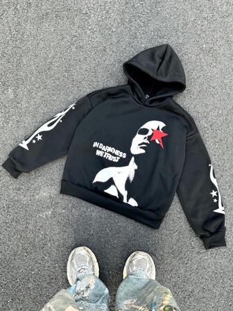 Street Life Men's Graphic Print Hoodie, Loose Fit