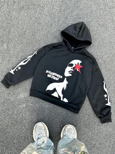 Street Life Men's Graphic Print Hoodie, Loose Fit