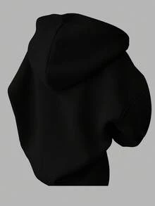 SHEIN EZwear 休闲简约女式复古硬币马匹印花宽松长袖卫衣，带口袋，适合秋冬季节、街头风、机场时尚，时尚图案 - 黑色 - 查看 9