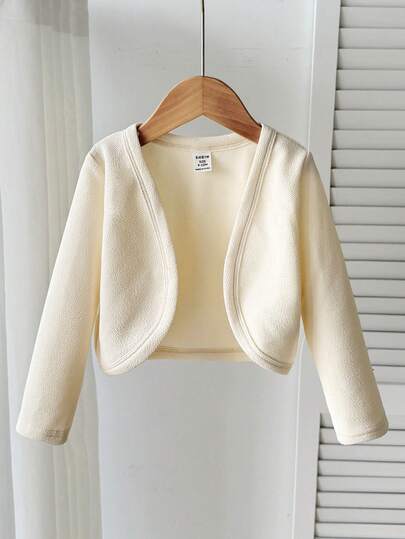 SHEIN Young Girl Solid Color Cardigan Long Sleeve Jacket Autumn Winter Clothes For Girl