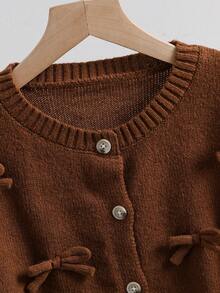 Sparklyn 少女秋冬时尚蝴蝶结针织开衫，简约设计