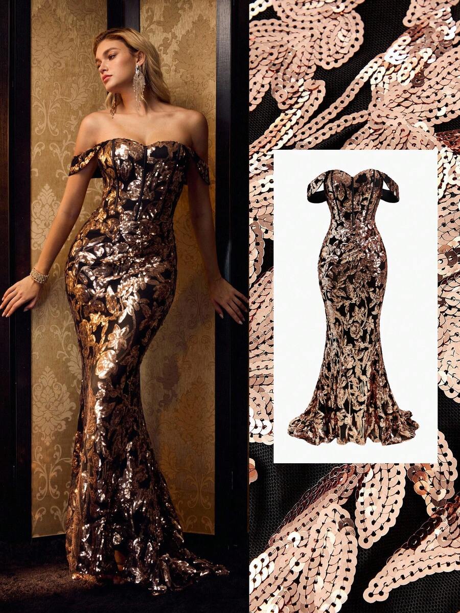 MOTF Soiréza ĐẦM DẠ HỘI CÓ GỖ KIM TUYẾT TƯƠNG PHẢN