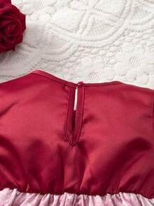 优雅可爱的红色渐变星形图案长袖女婴连衣裙 - 彩色 - 查看 6