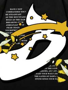 ROMWE MEN Street Life Men's Printed Long Sleeve T-Shirt, Loose Cropped Fit