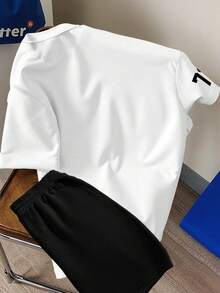 Claim Dot Bộ 2 áo thun cổ tròn + tay ngắn họa tiết ngựa cao bồi miền Tây đen trắng cổ điển, áo thun tay ngắn tối giản phong cách retro đa năng và quần short - Nhiều màu - Xem 2