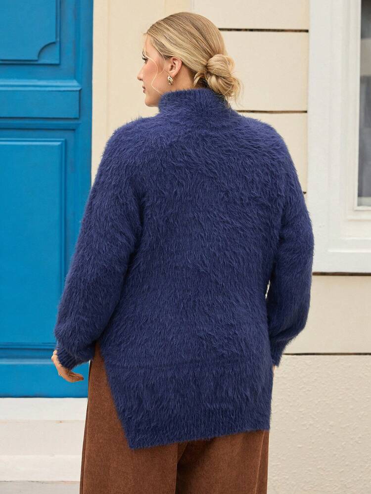 Plus Size Solid Color Turtleneck Casual Versatile Long Sleeve Pullover Sweater Winter Clothes For Women Cozy Fall And Winter Clothes For Women Casual Blouses For Ladies New Year Clothes  Clothes For New Year Christmas Sweater Elegant Dress Women