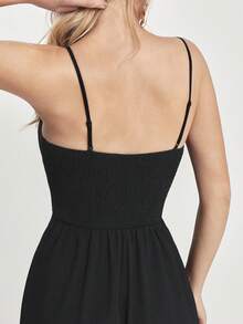 CAJUNI 女式夏季度假休闲露背连体裤 - 黑色 - 查看 3