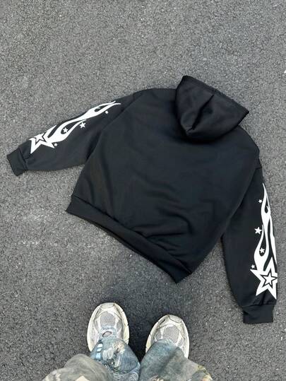 Street Life Men's Graphic Print Hoodie, Loose Fit