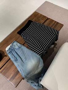 INAWLY 条纹针织露肩上衣、条纹针织长袖T恤 - 彩色 - 查看 5