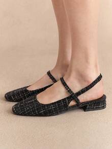 Rosivie 女士复古亮面漆皮玛丽珍露背方头平底鞋，舒适通勤、约会、派对、婚礼、度假，可爱学院风 - 黑色 - 查看 2