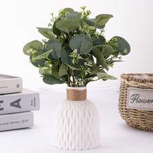 10片/30片/50片仿真尤加利叶，适用于家居户外花园、情人节、新年礼物装饰，散装仿真银元树，灰绿色高大仿真绿植，适用于婚礼、节日、花卉布置 - 彩色 - 查看 4