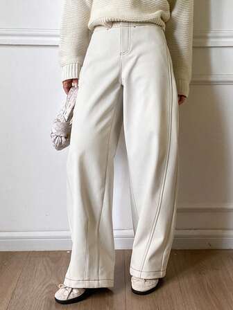 DAZY Contrast Color Stripe Loose Straight Casual Outdoor Street Style Women Long Pants, Autumn/Winter