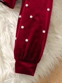 SHEIN Tween Girls' Casual Comfy Hooded Crop Top & Flare Pants Set - Red - View 5