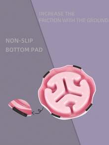 1pc Pets Anti-Gulping Slow Feeder Bowl, Large Capacity Anti-Topple Dog Food/Water Bowl Christmas Gifts For Pet - Coral Pink - View 3