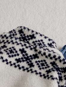 SHEIN 幼儿儿童双面保暖立领拉链长袖夹克和水洗牛仔长裤套装，时尚休闲装，适合秋冬、圣诞节、万圣节 - 彩色 - 查看 5