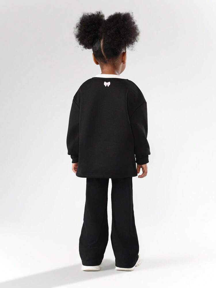 Black Heart Print Hoodie And Pants Set