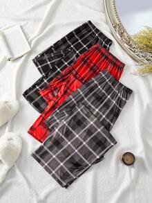 SHEIN Plus Size 3pcs/Pack Plaid Pattern Casual Cozy Pants, Simple And Fashionable For Everyday Wear, Fall Winter Clothes - Multicolor - View 5