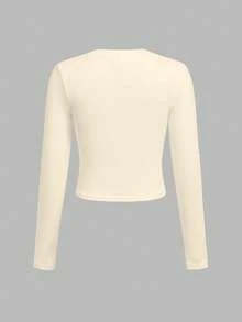 SHEIN Bộ 3 áo thun cổ tròn tay dài in họa tiết trái tim da báo cổ điển, phong cách đường phố thường ngày dành cho bé gái tuổi teen - Nhiều màu - Xem 7