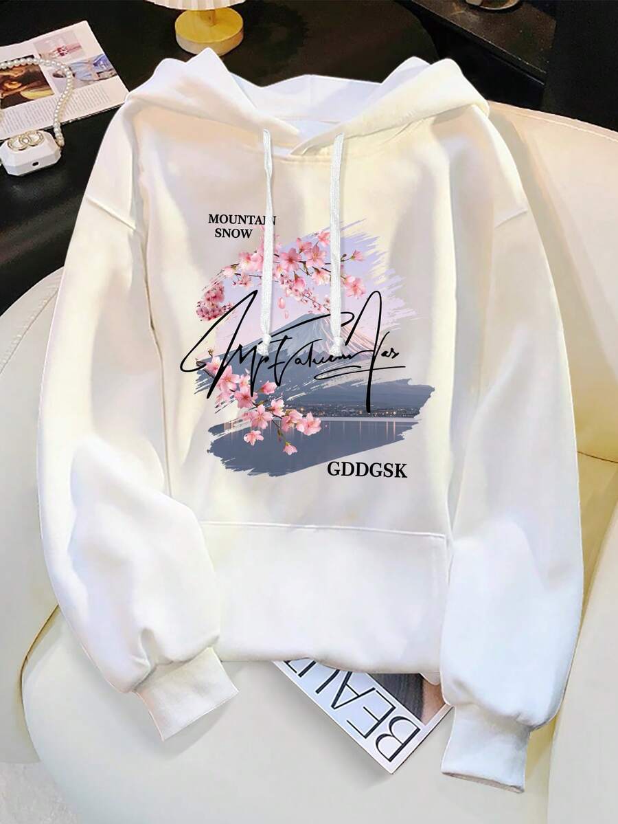 Franclia Women's Minimalist Print Long Sleeve Sweatshirt - White - View 1