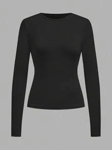 SHEIN EZwear 4 件套女士圆领休闲修身长袖 T 恤套装，秋冬 - 彩色 - 查看 9