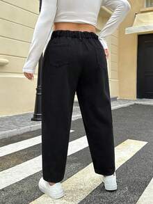 EMERY ROSE 大码女式休闲牛仔锥形裤，无弹力，折扣 - 黑色 - 查看 2