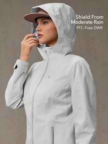 OutZeal Women Shell Jacket Camping Hiking Water-Resistant Windproof Hooded Outdoor Coat Spring Fall - White - View 2